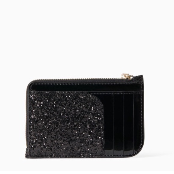 🆕KATE SPADE ♠️ - NWT - BLACK SPARKLE GLITTER CARD HOLDER WALLET KEYCHAIN / FOB - Picture 10 of 11
